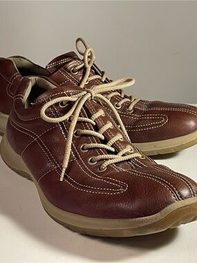 Ecco Men's Brown Leather Contrast Stitch Walking Shoes 43 US 9.5